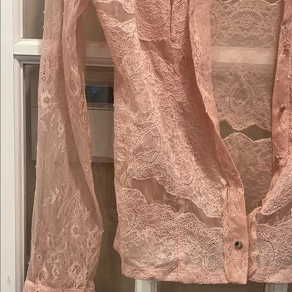 Bebe Women's Blush Lace Blouse - Picture 5 of 10